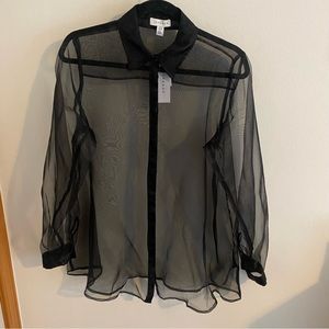 Topshop Black Organza Blouse